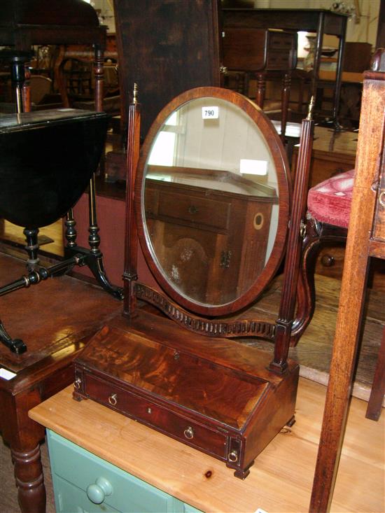George III mahogany slant front mirror